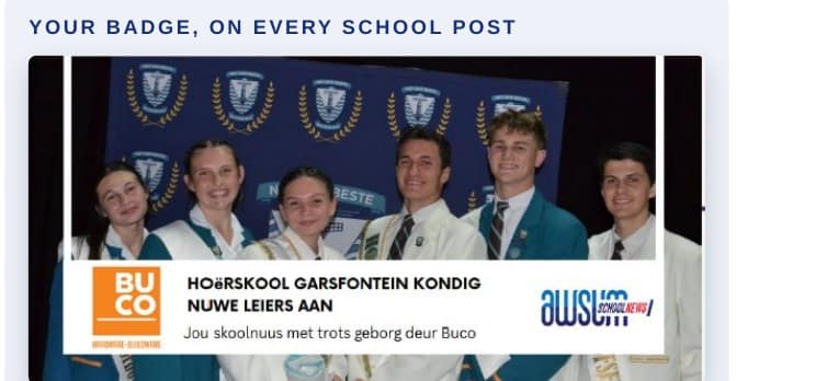 Sponsor badge on a school news post